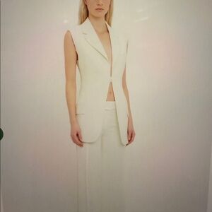 Victoria Beckham Off White/Tan Plaid Vest